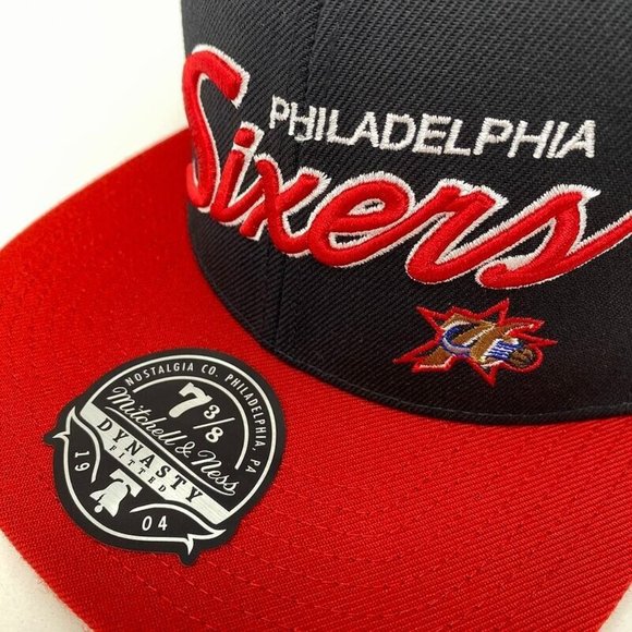 Philadelphia 76ers SCRIPT 2.0 Fitted Hat 7‎ 3/8 Mitchell Ness Sixers NBA - Picture 5 of 7